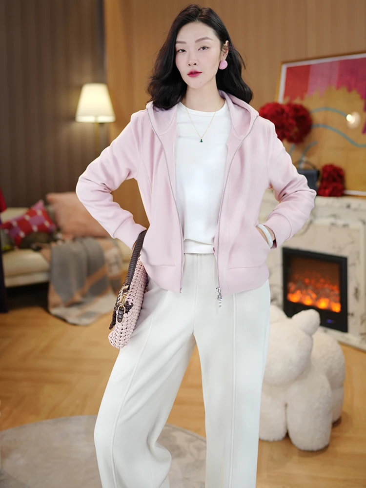 

Розовая утепленная женская куртка с капюшоном, приталенная, повседневная, из смесового полиэстера, на молнии, для осени и зимы