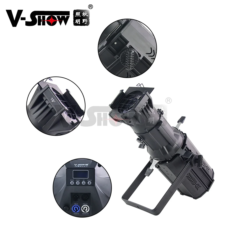 VSHOW PSP200P 200W LED profile spotlight 3000K DMX Led Studio ellipsoidal lights for auditorium theater fashion show