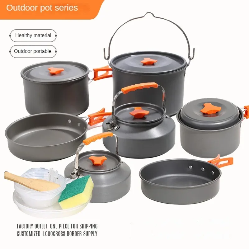 Outdoor Cooking Pot, Frying Pan, Picnic Kitchen, Trekking, Camping Utensils, Titanium Cookware Set, Travel Cauldron