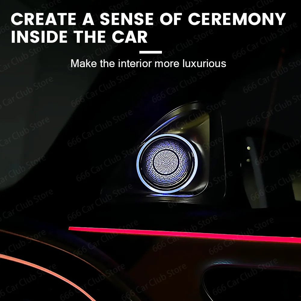 دوران دائم LED 4D المتكلم لمرسيدس بنز C-E-S W205 W213 W177 CLA GLA B W167 W222 C-Coupe W238 اللون مكبر الصوت المتكلم