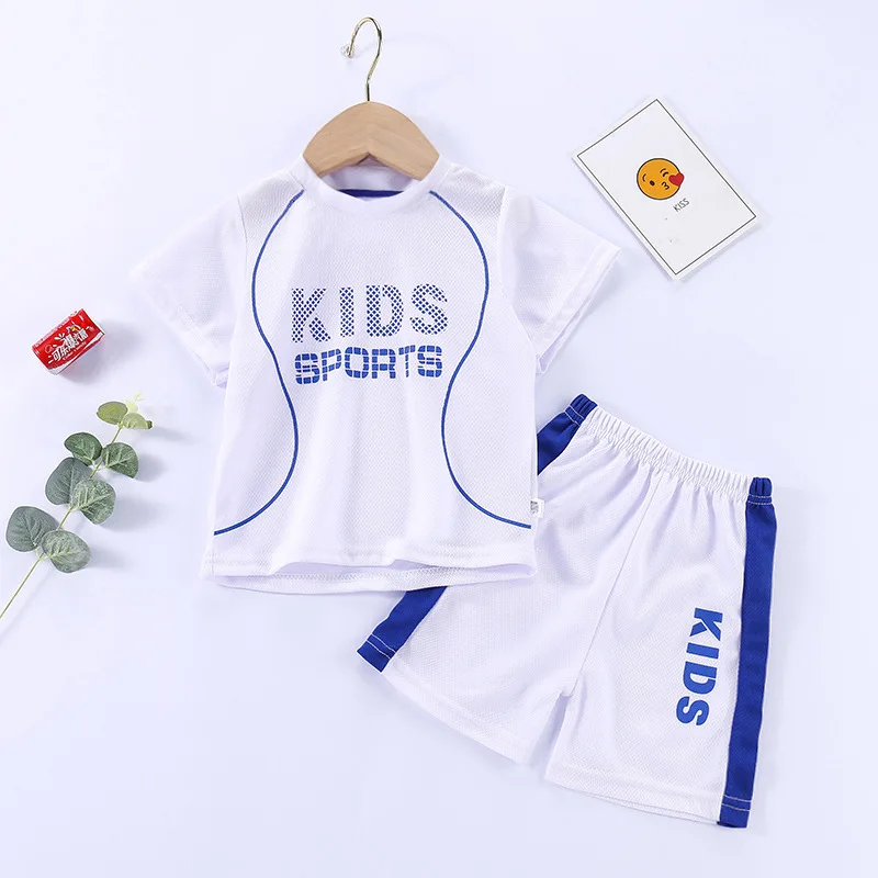 Sports Casual Clothing Suits For Boys Children Summer Solid Color Tops Shorts Two Piece Set Kids New Fashion Loose Tracksuits