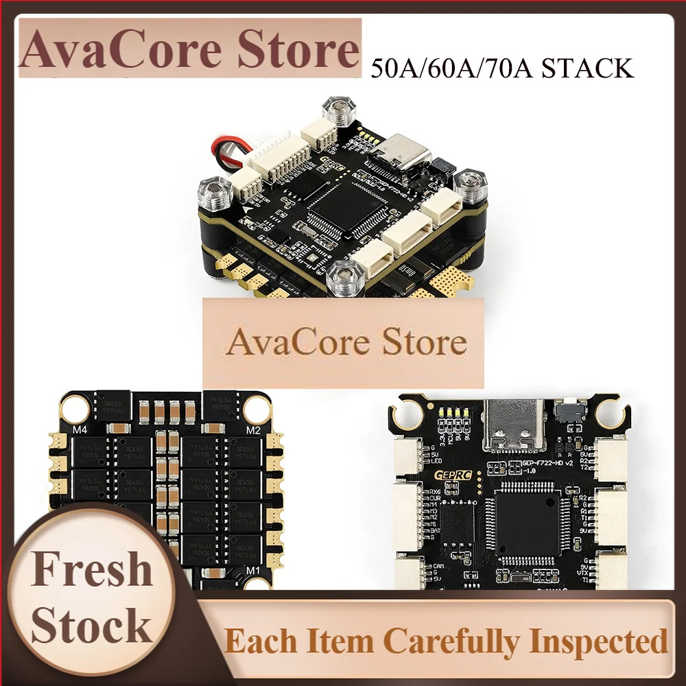 AvaCoreGEPRC TAKER F722 BLS 50A/60A/70A STACK for FPV Drone Chip with GEP-F722-HD V2 Flight Controller Integrated LC Filter Type