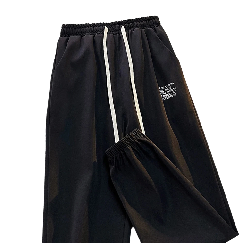Men Loose Thin Quick Drying Sweatpants Solid Letter Printed Cuffed Jogger Trousers For Daily Work Sports Casual Long Pants