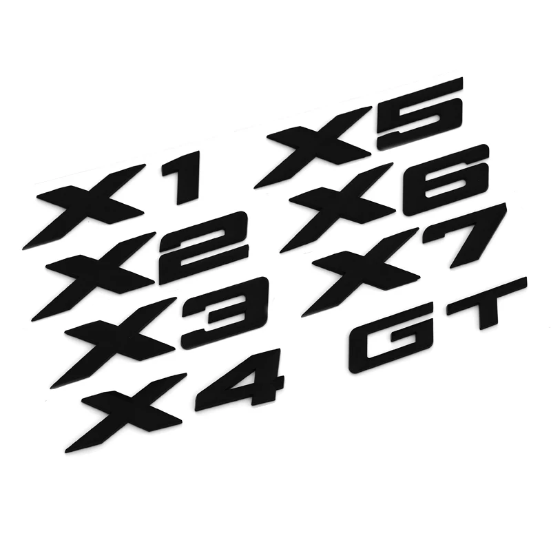 

New Small GT X1 X3 X4 X5 X6 X7 ABS Emblem for BMW E36 E39 E70 E90 F10 F30 Car Trunk Nameplate Logo Sticker Chrome Glossy Black