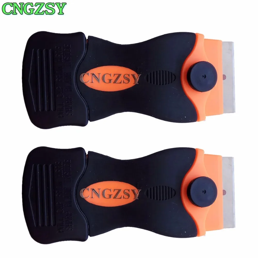 

CNGZSY 2pcs Razor Scrapers Sticker Squeegee with Stainless Steel Blade Auto Old Film Glue Clean Knife Car Wrap Styling Tool 2E12