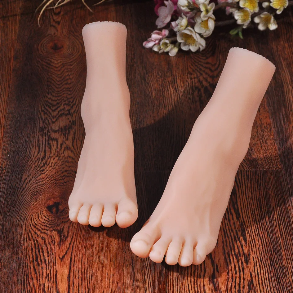 

Plastic Silicone Foot Model Female Fake Nail Leg Display Props Shoes Stocking Display Dummy Lifelike Feet Deep Arch TPE 3609