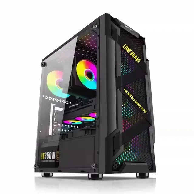 Gaming MATX Computer Chassis Transparent Tempered Glass Side Panel Empty PC Tower DIY Host Support MATX ITX Mainboard Back Cable