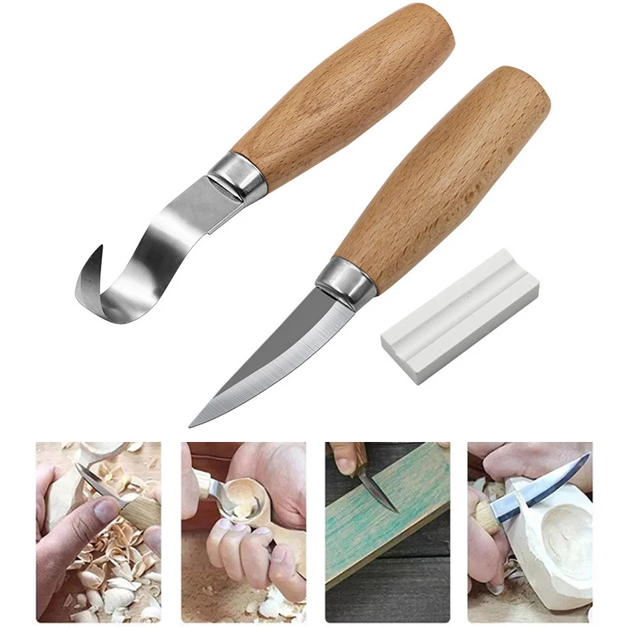 pocket knife,Wood Carving Tools, 2pcs Wood Carving Tool Kit Set with Carving Hook Knife, Wood Whittling Knife, Ergonomic Design