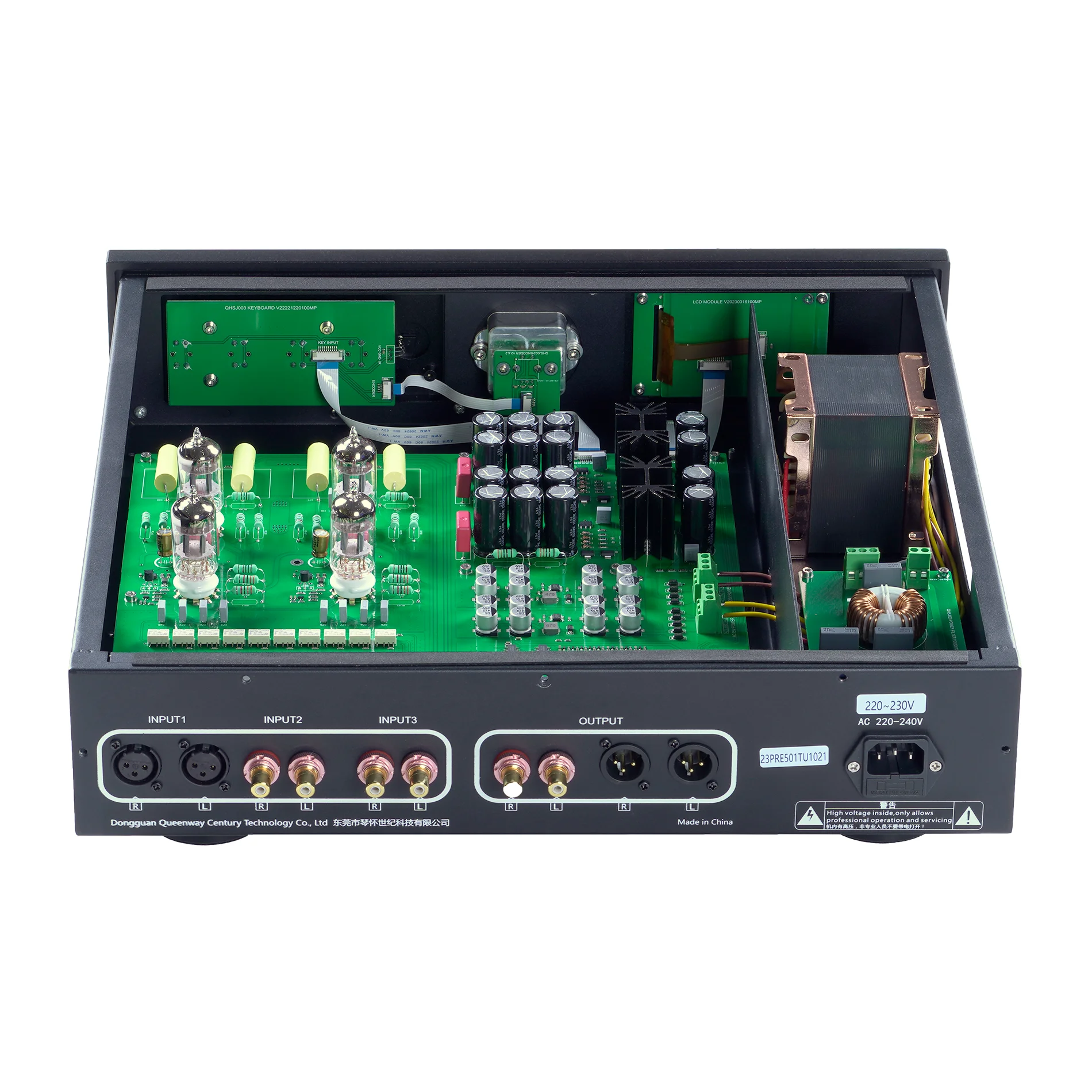Queenway PRE-501TU Class A Tube Preamplifier 4PCS 12AU7/ECC82 Strong Drive Large Dynamic Balanced XLR/RCA In/Out With LCD Remote