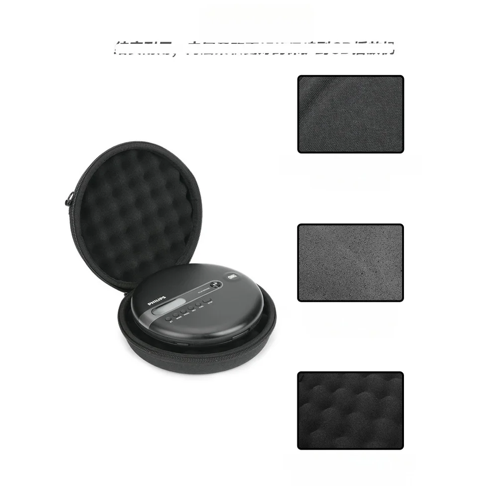 1 Piece 300D Fabric Hard Case With Mesh Pocket For 6 Inch Portable CD Player Disc And Cable Storage Bag