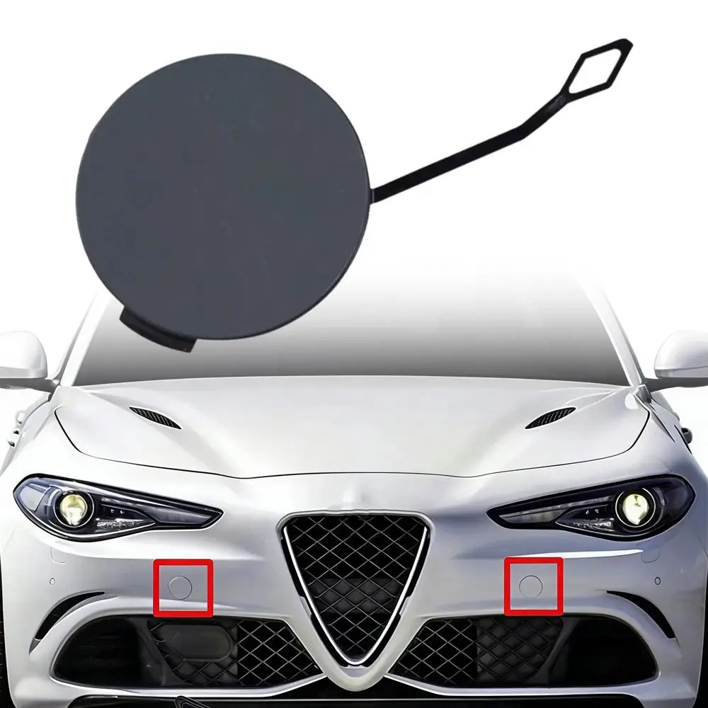 

Для Alfa Romeo Giulia 2016-2022: Заглушка буксировочного крюка переднего бампера (левая или правая), артикулы 156107967, 156107976