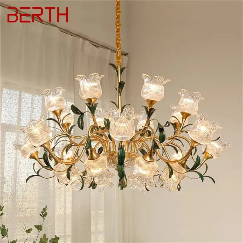 

BERTH American Pastoral Chandelier French Creativity Flower Living Room Dining Room Bedroom Villa Home Decoration Pendant Lamp