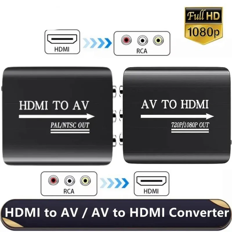 Adapter wideo HDMI na AV RCA CVSB L/R Obsลuga wyjลcia NTSC PAL 1080P RCA Konwerter AV na HDMI Adapter kompozytowy wideo HD