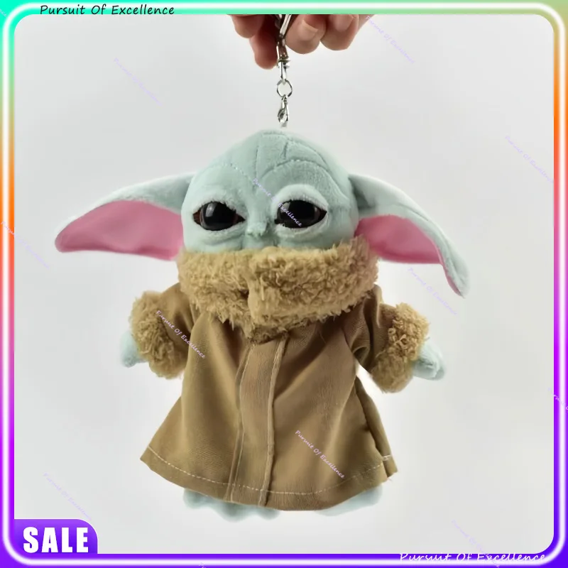 In Stock 15CM Mandalorian Baby Plush Keychain Cartoon Anime Backpack Decoration Trendy Stuffed Doll Holiday Gifts