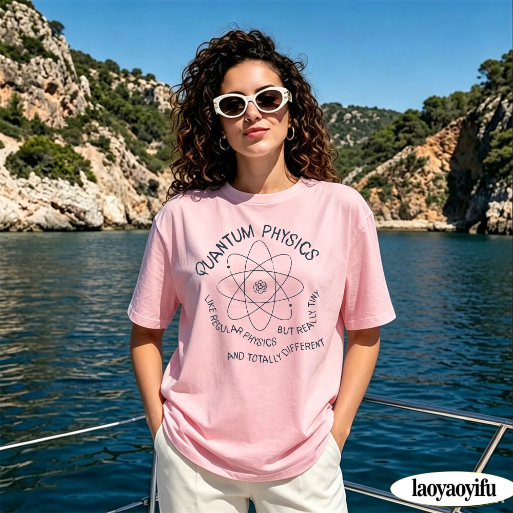 Funny Science Atom Print Tees Women Quantum Physics Graphic T Shirts Streetwear Summer Soft Daily Outfit Gift For Physics Lovers