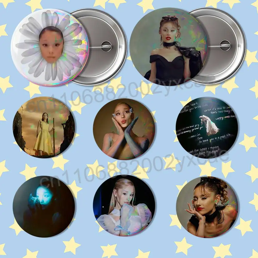 Hate That I Made You Love Me Ariana Grande Reflective Pin Tinplate Round Brooch Cartoon Cosplay Badges for Bag Hat Toys Gifts