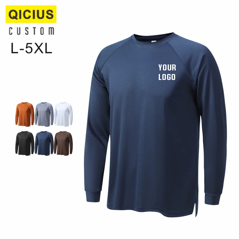 

Custom Logo Men O-Neck T-shirt Long Sleeves Fitness Top T-shirt Quick Drying Tight Training Gym Sports Running Shirt Jersey