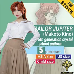 MRHALLCOS Anime Cosplay Sailor Jupiter Moons Makoto Kino Crystal school uniform Dress Costume Halloween JK Party Kid Adult Women