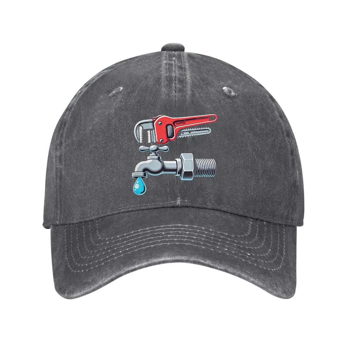 Plumber Wrench Faucet Leak Graphic Baseball Cap Adjustable Cotton Dad Hat for Men Women