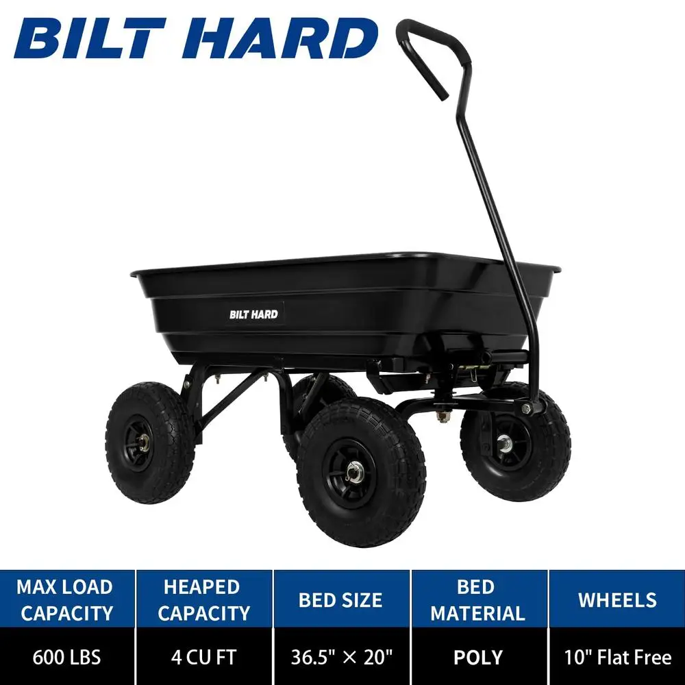헤비 듀티 야드 왜건 600파운드 플랫 타이어 없음 4 Cu Ft 덤프 카트 야외