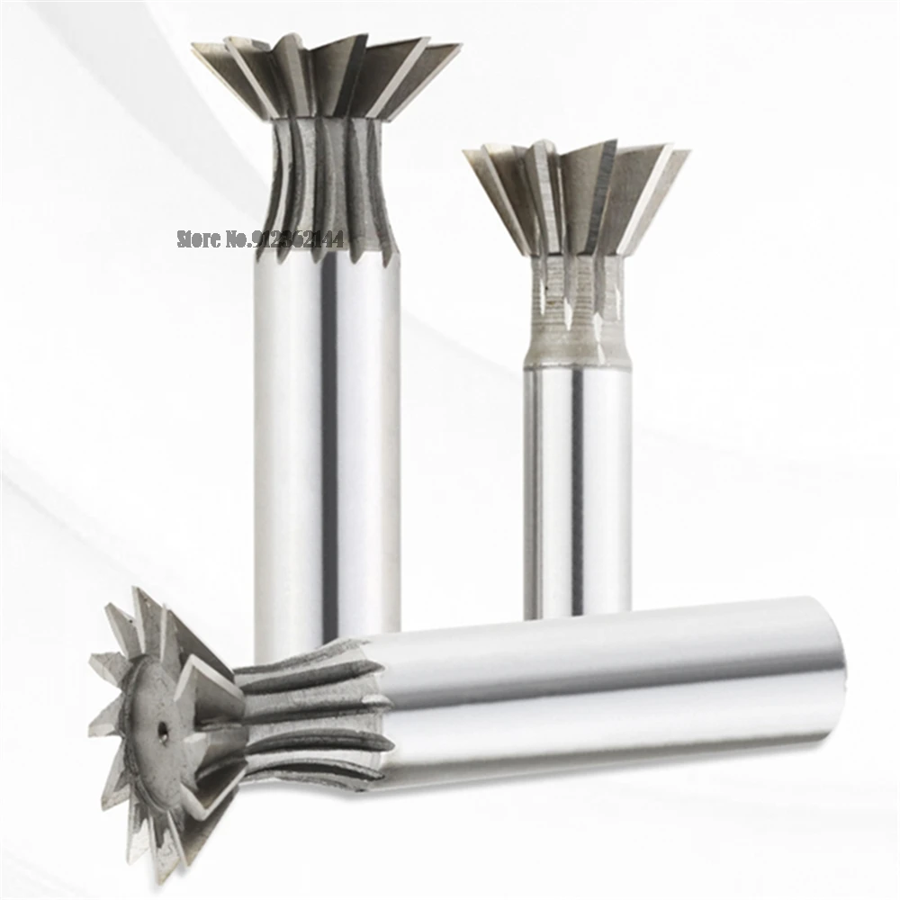 10mm 12mm 16mm 20mm 25mm 30mm 40mm 50mm 60mm Dovetail Milling Cutter 45 55 60 Degrees CNC Router Bit Straight Shank HSS End Mill