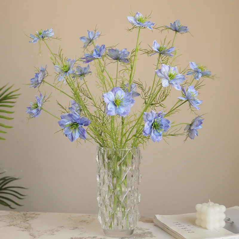 1 unidad de flor de simulación de hierba negra de bosque, estilo campo, hierba negra, decoración suave para el hogar, arreglo floral