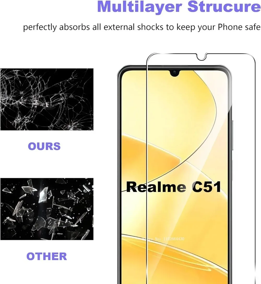 2-4Pcs  Protective Transparent Screen Protector for Realme C51 C53 C55 C35 Screen Protector Glass Film image 3
