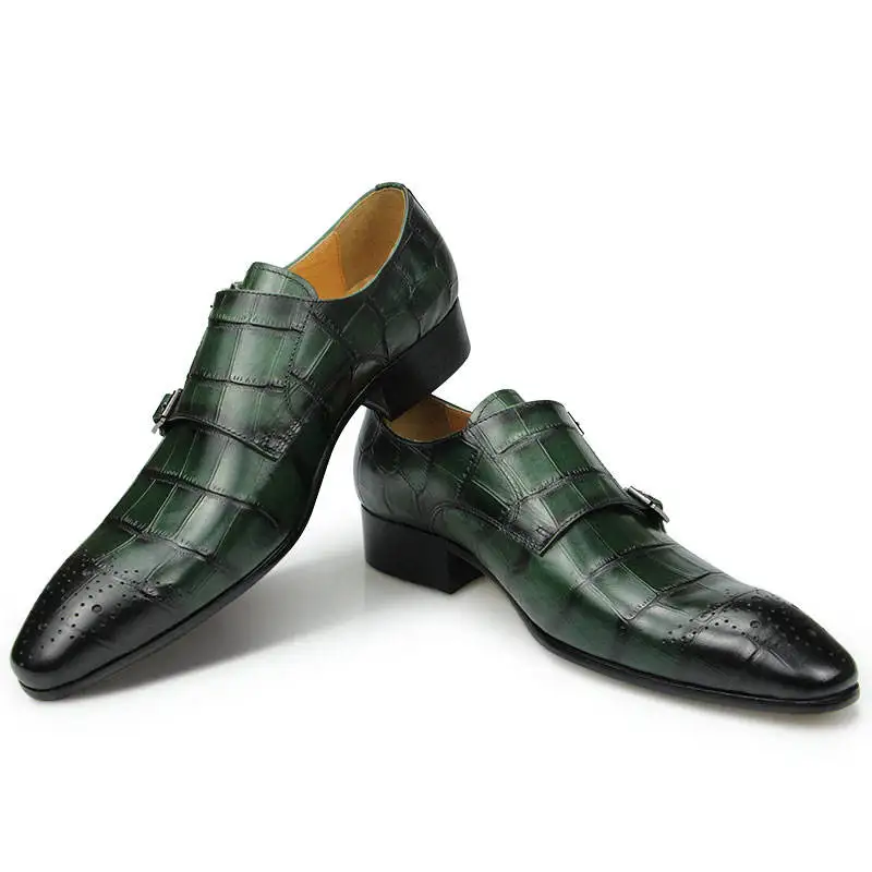 Exquisite Workmanship New Style Party Office Genuine Cow Leather Classic Mens Dress Shoes with green Custom 2023