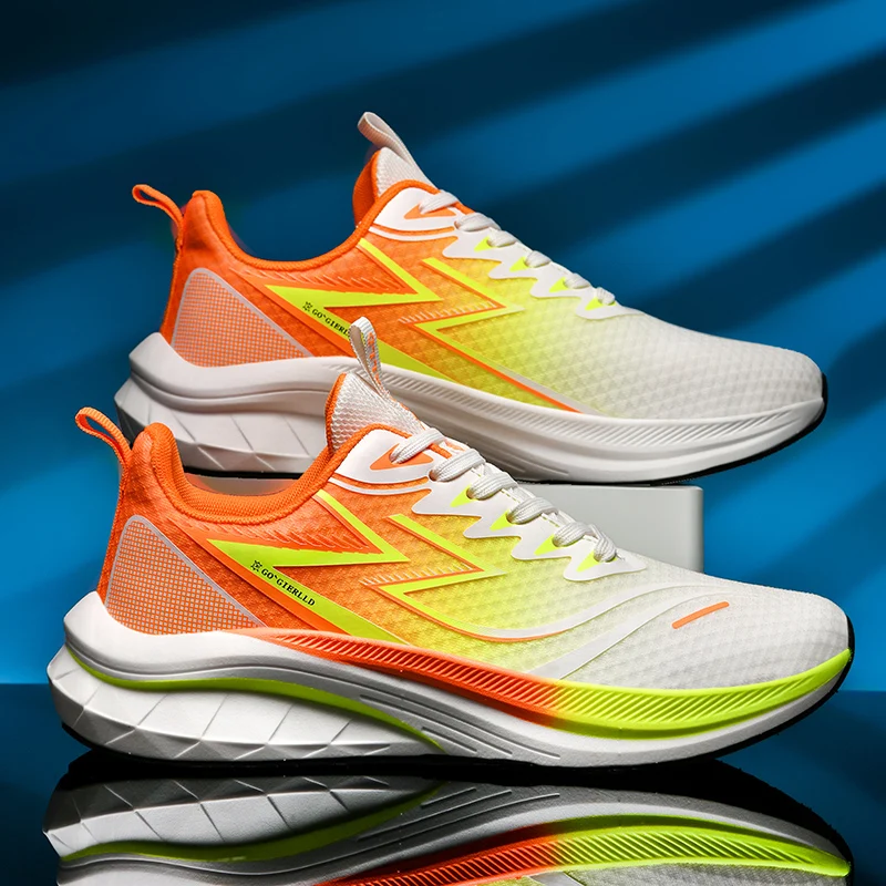 

New Autumn Lace Up Mens Womens Sports Shoes Comfortable Elastic Shock-absorbing Running Shoes and Trendy Street Walking Shoes