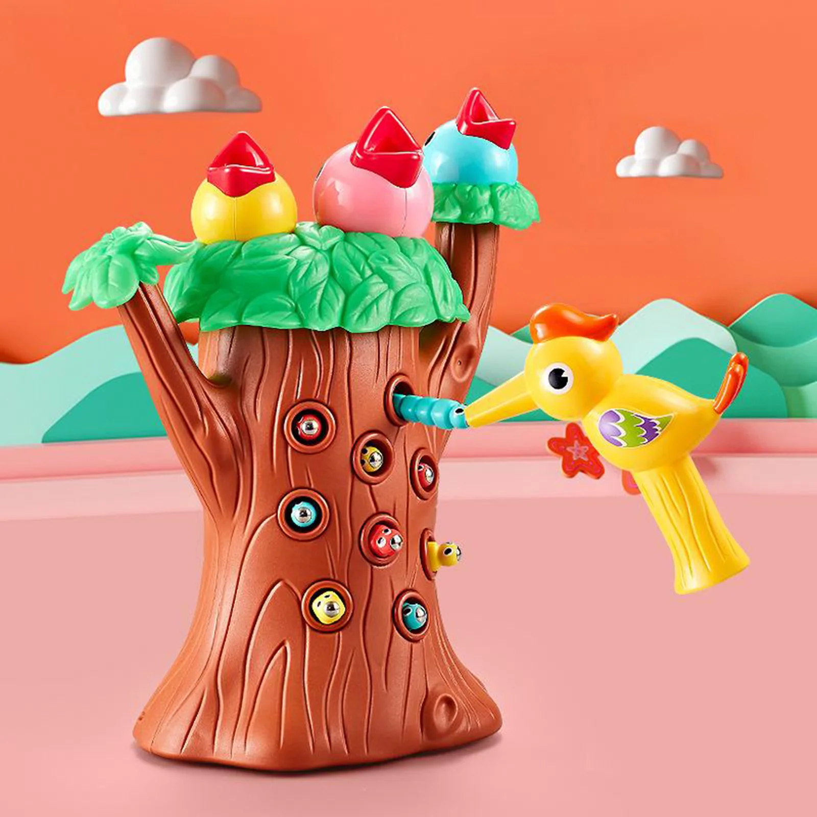 2023 New Table Play Toy Realistic Puzzle Toy Portable Bird Catching Insects Game Creative Kids Gift