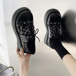 Platform Shoes Lolita Shoes Mary Janes Women's Shoes School Uniform Jk Student Shoes Women Girl Round Toe Lolita Vintage  Chain