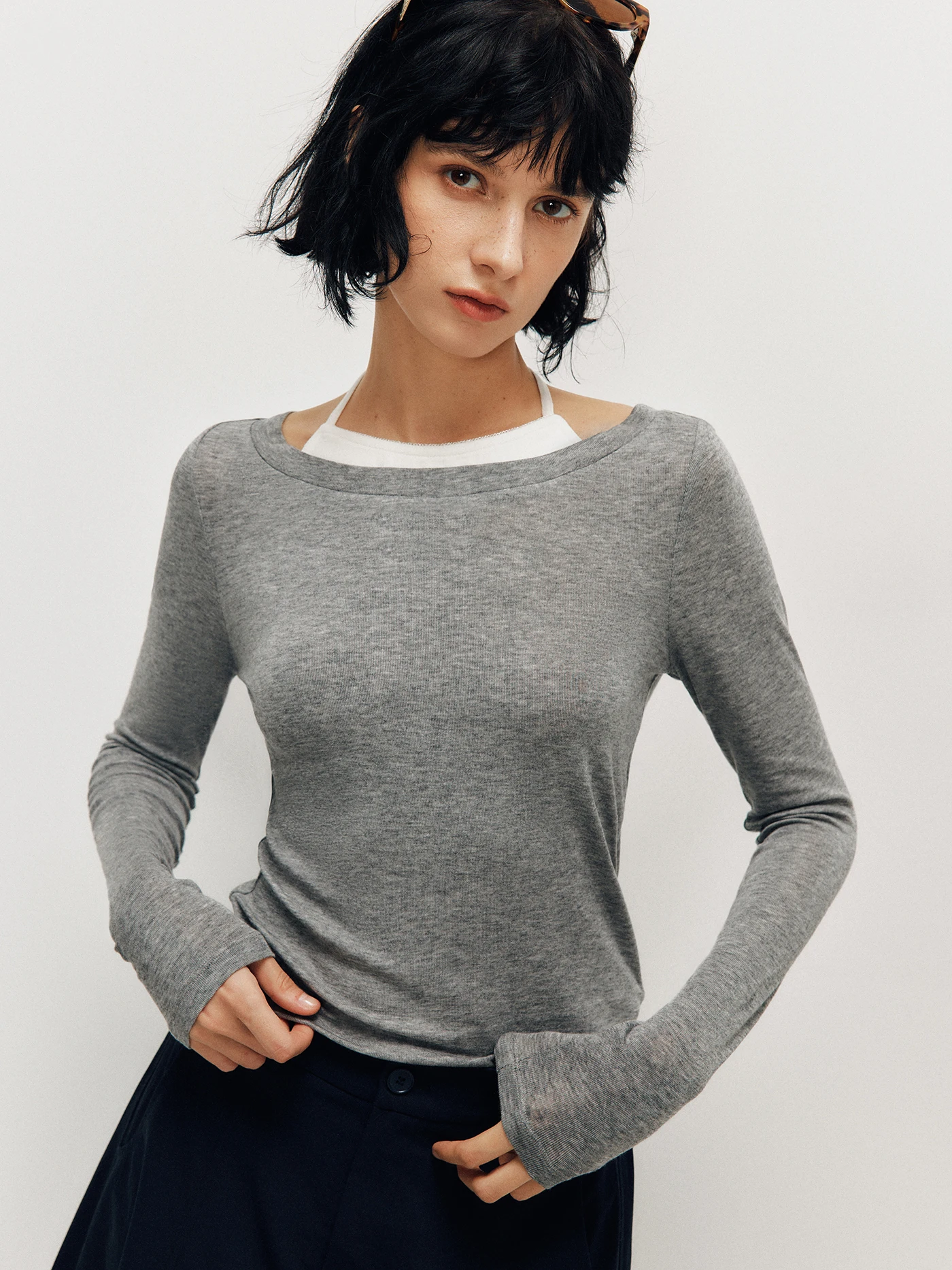 

Color Block Wool Silk Knitted Top Versatile All Weather Long Sleeve V Neck Breathable Comfortable Women's Fashion Workwear