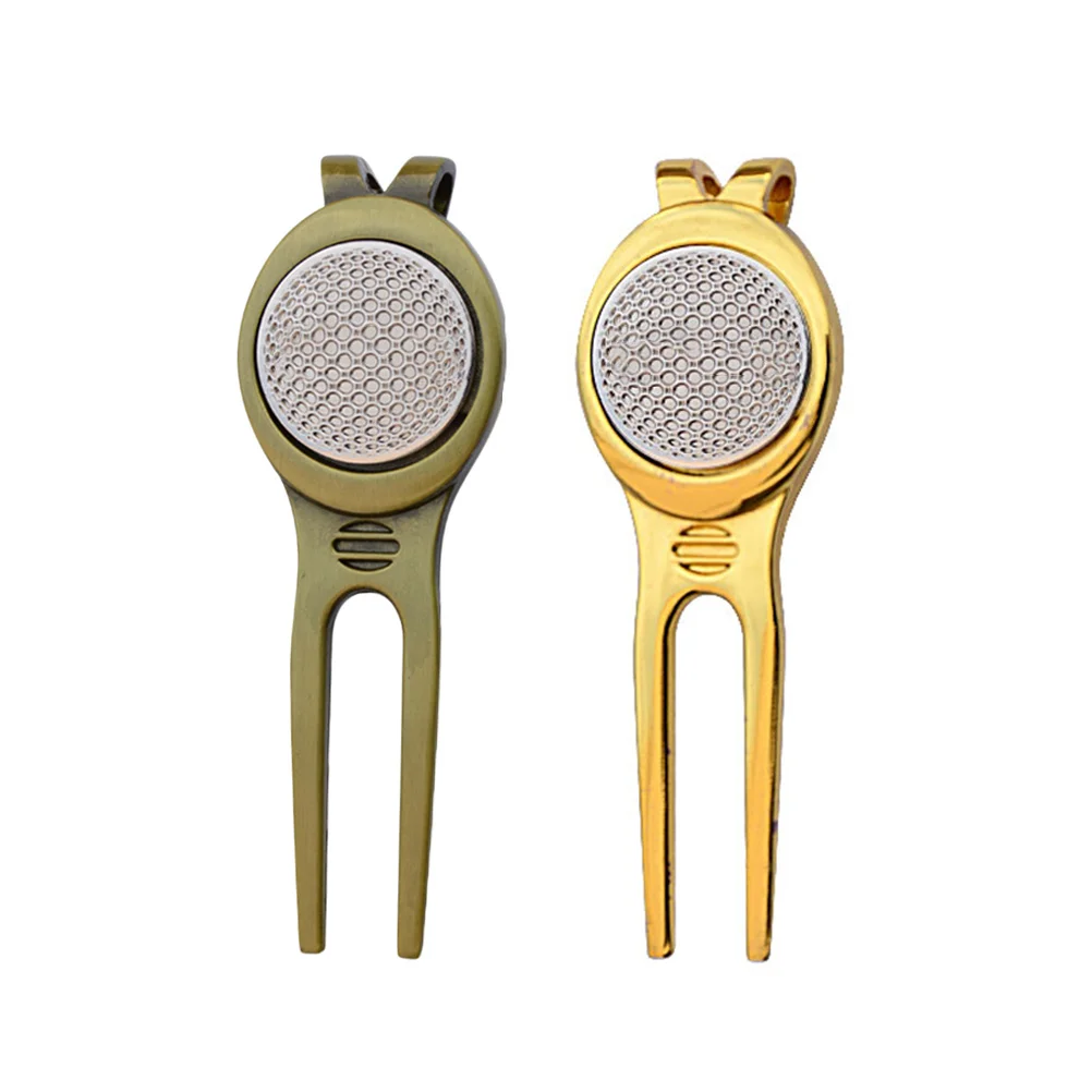 2 قطعة أداة إصلاح ديفت المحمولة قبضة مريحة جولف شوكة خضراء مع علامة الكرة لعشاق أداة ديفوت