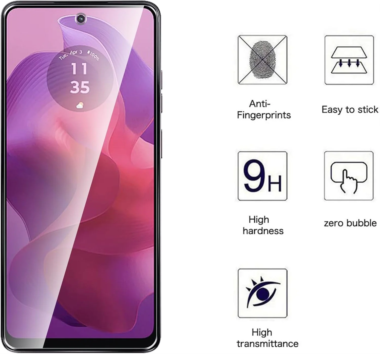 Vidrio Templado inastillable para Motorola G55, Protector de pantalla, película de vidrio, 1, 4 piezas