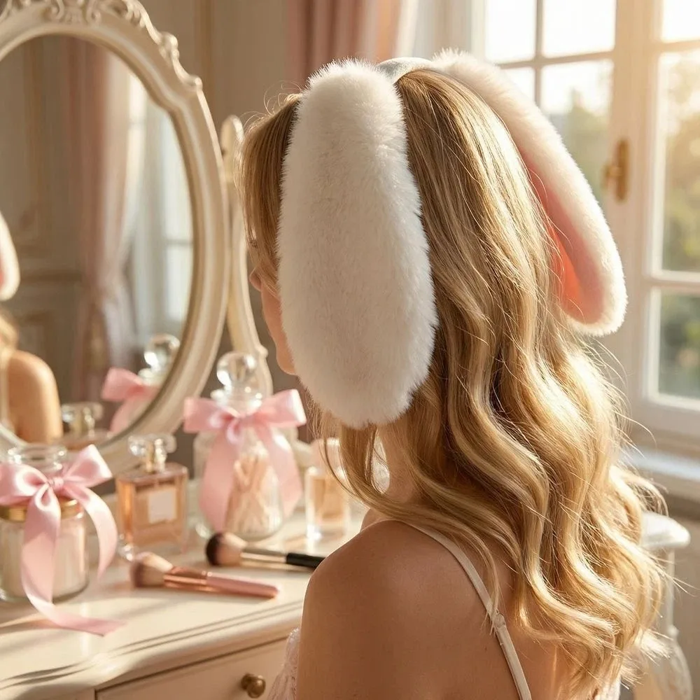 

Elegant Soft Easter Rabbit Hair Hoop Fur Lop-eared Bunny Ears Headband Cute Comfortable Plush Headwear Party