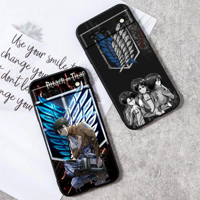 Titan Eren A-Attack Anime Logo For Google Pixel 9 8 7A 7 6A 6 5A 5 4 4A XL 5G Black Silicon Shockproof Shell Back Phone Case