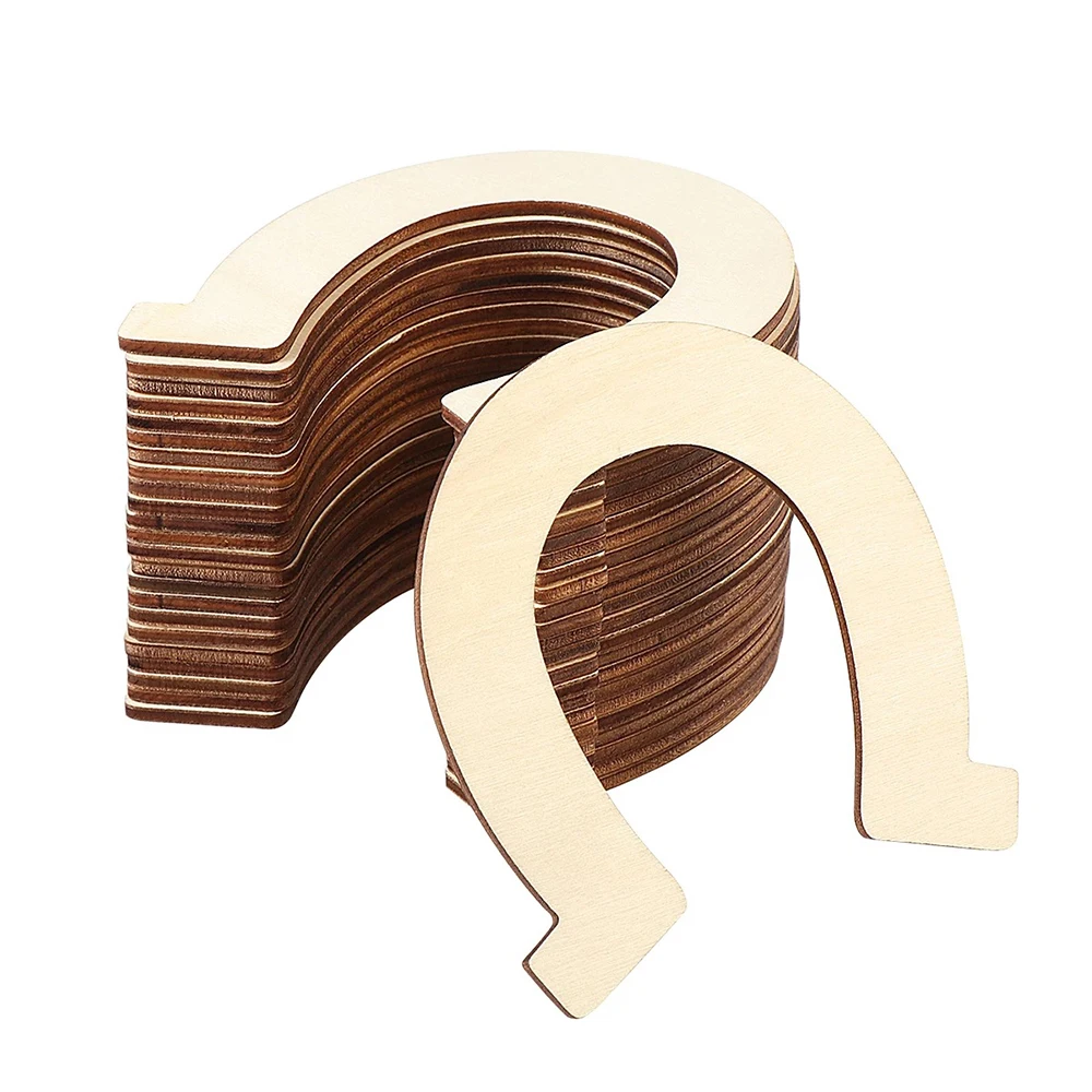 

48PCS Wooden Horseshoes Cutout Unfinished Wooden Horseshoes Christmas Cowboy Decor for Crafts DIY Western Party