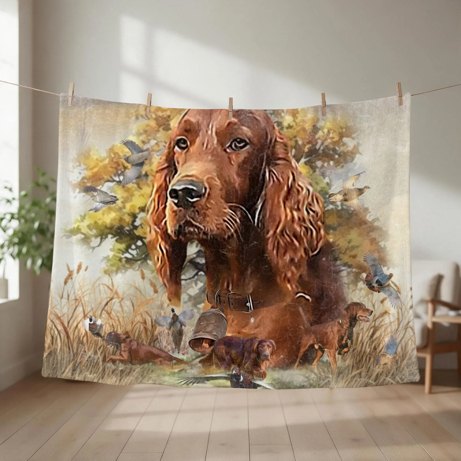 Irish Setter - Ultimate Upland Bird Dog Throw Blanket couch cozy soft plush fuzzy picnic outdoor blanket