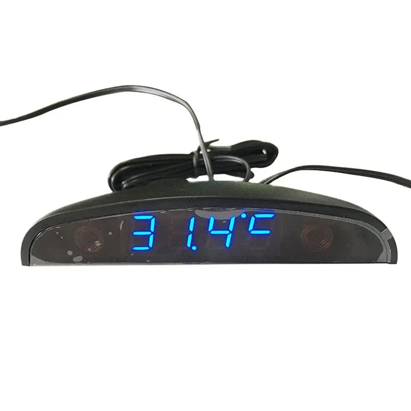 LED car clock, electronic clock, touch button, time, dual temperature, voltage display, car electronic meter, red and blue