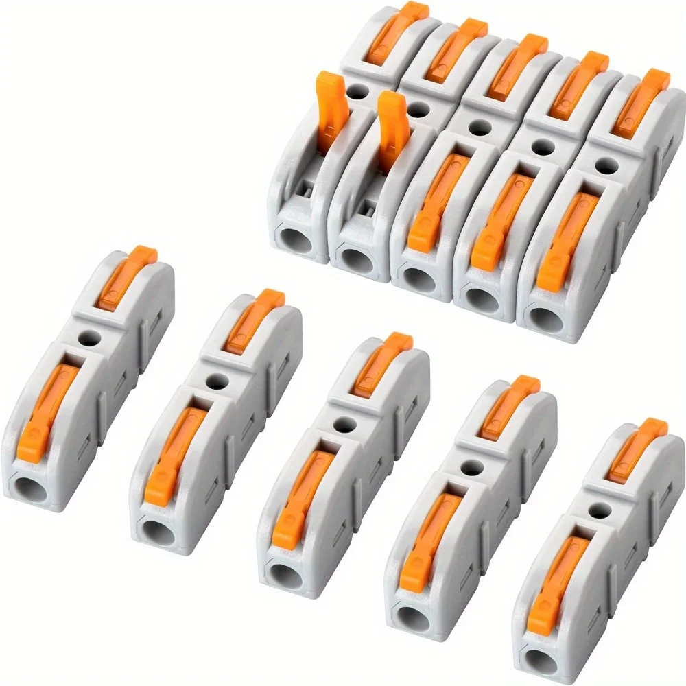 1 conector de fio PCS - Conectores de emenda compactos de 1 condutor para circuitos em linha, compatível com 24-12 AWG (cor laranja)