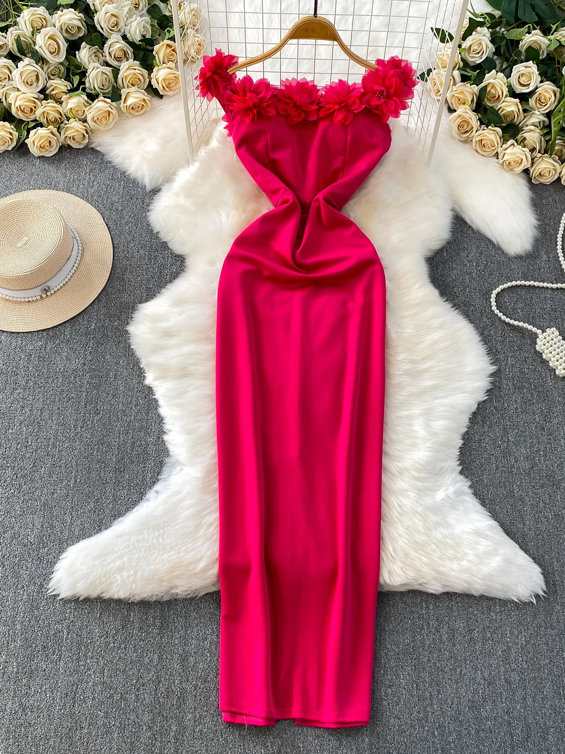 Ele cintura alta envoltório corpo dr tecido de cetim strapl noite par dr para mulheres jovens temporada de verão anti-pilling