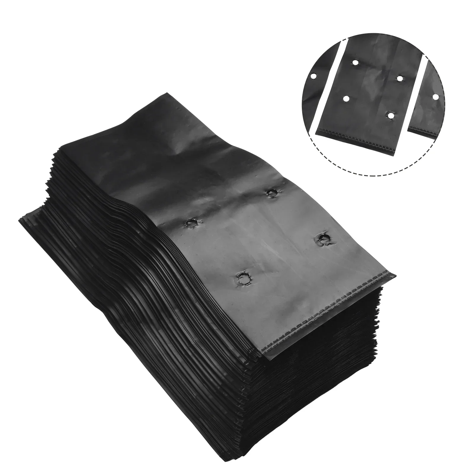 100PCS PE Nursery Grow Bags with Drainage Holes for Vegetables Fruits and Flower Growth in Drip Irrigation Systems