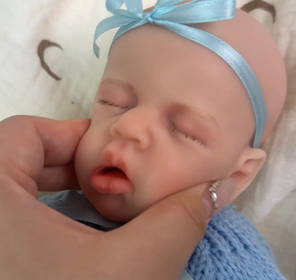 NPK 12 Zoll flexible Platin-Silikon-Babypuppe, superweich, solide, lebensecht, Premie Reborn Loulou mit zu öffnendem Mund