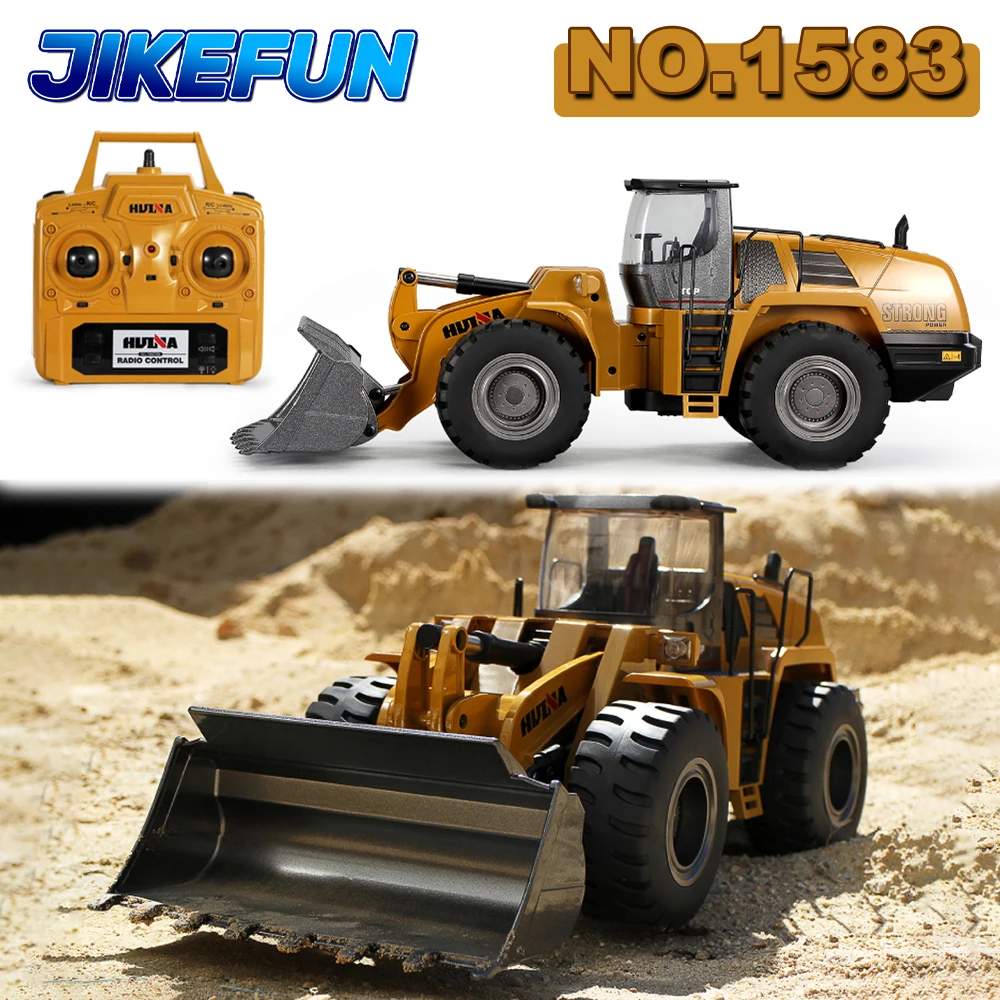 HUINA 1583 RC Bulldozer 1/14 22CH Semi-Alloy Heavy Truck Remote Control Loader Car Engineering Forklift Vehicle Toys