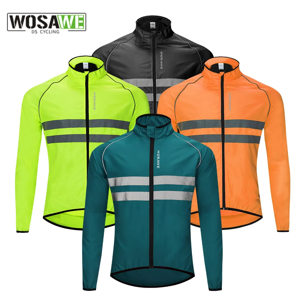 

WOSAWE Reflective Cycling Jacket Ultralight Bicycle Windbreaker Long Sleeve Road Bike Coat Jersey Windproof Riding Wear