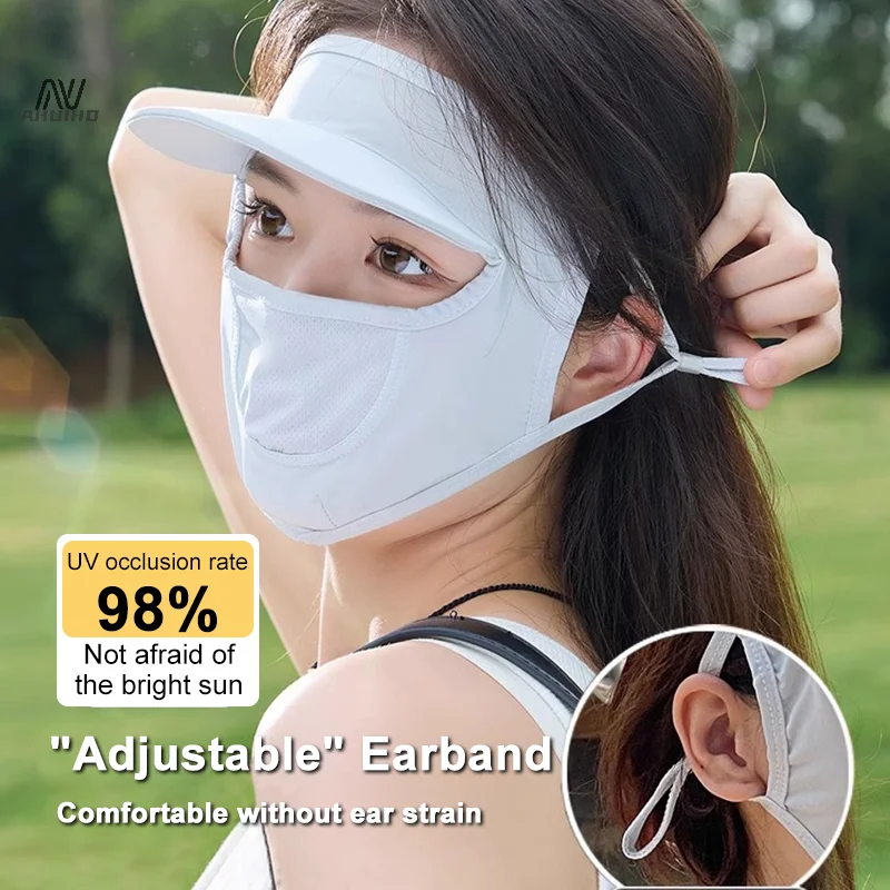 Summer Face Sunscreen Mask UV Protection With Brim Mask Breathable Cover Face Ice Feeling