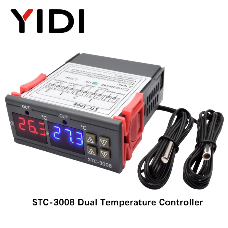 Imagem -03 - Controlador de Temperatura e Umidade Digital Termômetro Higrômetro Refrigerador Ajustável Aquecedor 220v 12v Stc 1000 3000 3008 3018 3028