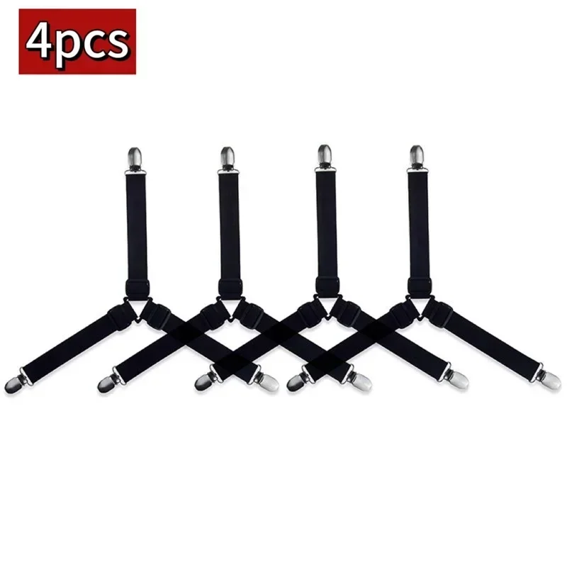 4 Stück verstellbare Bettlaken- und Steppdeckenhalter für Bettlaken-Organizer, Matratzenbezug-Clip für Zuhause, elastische Riemen, verstellbare Clips – Detail 2