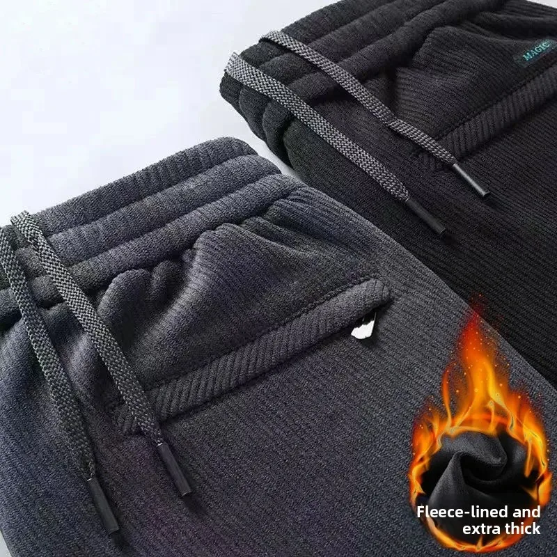 

Men's Corduroy Straight Leg Elastic Casual Pants Loose Fit Youth Sweatpants Long Trousers Autumn Winter New Arrival