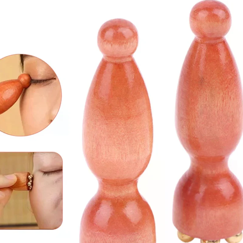 2Pcs Handheld Lotus Seedpod Beauty Professional Alloy Rosewood Facial GuaSha Tool Eye Relaxation Spot Meridians Acupoint Massage
